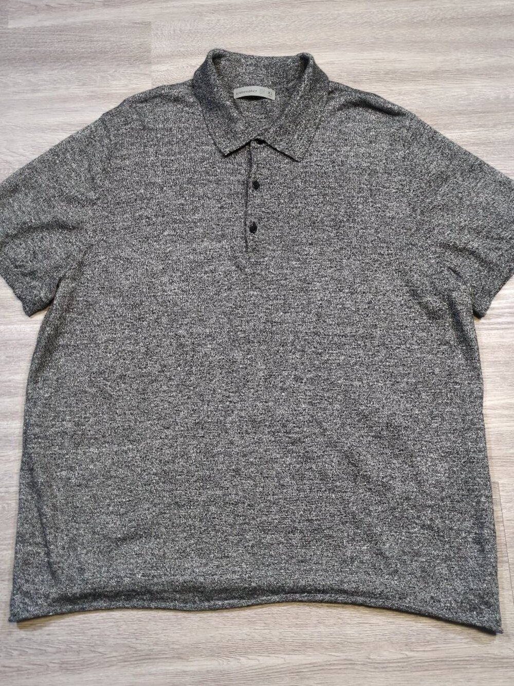 Icebreaker Merino Polo Shirt Wool and Linen Blend Men's XL Rolled Hem Black